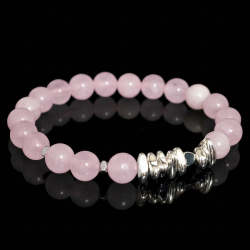 Женский браслет из розового кварца с сердцем