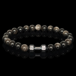 Мужской браслет из обсидиана