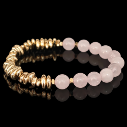 Женский браслет из розового кварца с гематитом