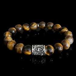 Браслет из тигрового глаза с руной Соул 10 мм натуральный камень